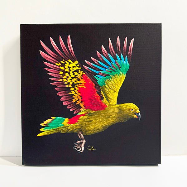 NZ Kea Bird Light Up Wall Art Canvas Block - ShopNZ