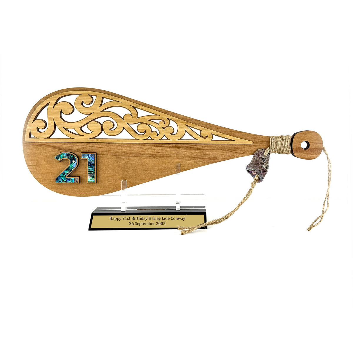 NZ Made 21st Birthday Rimu and Paua Patu with Optional Engraving - ShopNZ