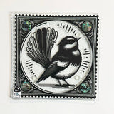 NZ Made Fantail Bird Glass Plate and Stand - ShopNZ