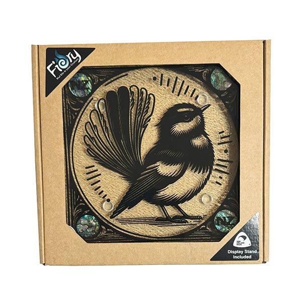 NZ Made Fantail Bird Glass Plate and Stand - ShopNZ