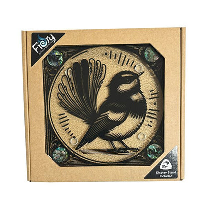 NZ Made Fantail Bird Glass Plate and Stand - ShopNZ