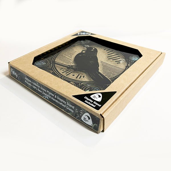 NZ Made Tui Bird Glass Plate and Stand - ShopNZ