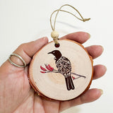 NZ Made Tui Bird Wood Slice Ornament - ShopNZ