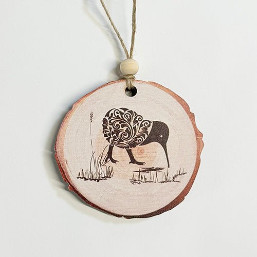 NZ Made Wood Slice Kiwi Bird Ornament - ShopNZ