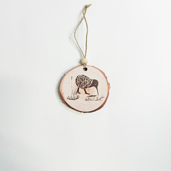 NZ Made Wood Slice Kiwi Bird Ornament - ShopNZ