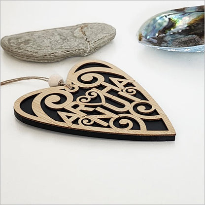 NZ Maori Arohanui Koru Heart Christmas Ornament - ShopNZ