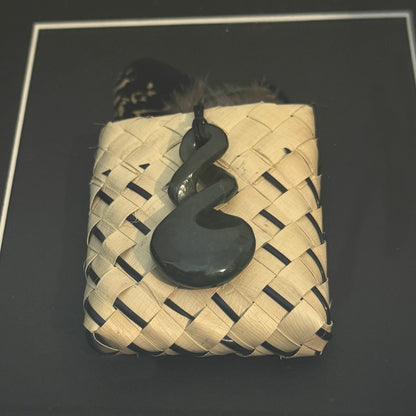 NZ Māori Greenstone Double Twist Necklace in Shadow Box - ShopNZ