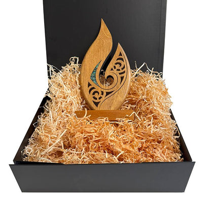 NZ Maori Roimata Koru Pacific Rimu Sculpture Trophy - ShopNZ