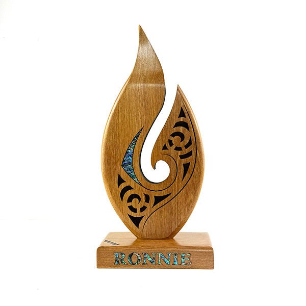 NZ Maori Roimata Koru Pacific Rimu Sculpture Trophy - ShopNZ