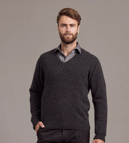 NZ Merino Possum Silk Mens V - neck Sweater - ShopNZ