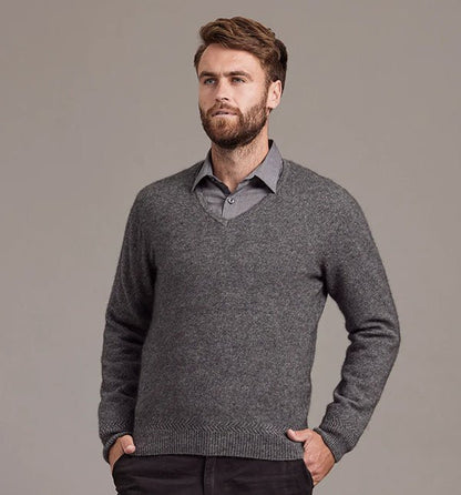 NZ Merino Possum Silk Mens V - neck Sweater - ShopNZ