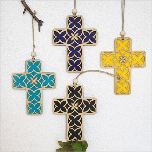 NZ Pacifica Cross with Ancient Tapa Design - Made in New Zealand - ShopNZ