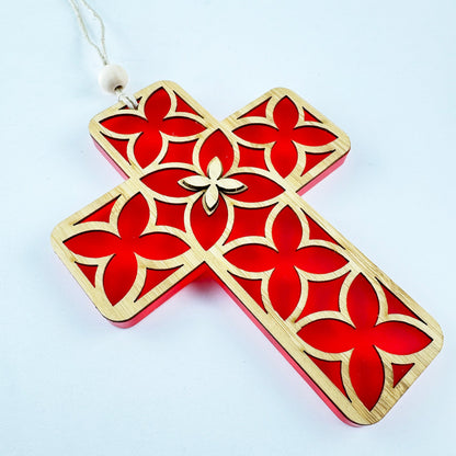 NZ Pacifica Cross with Ancient Tapa Design - Made in New Zealand - ShopNZ