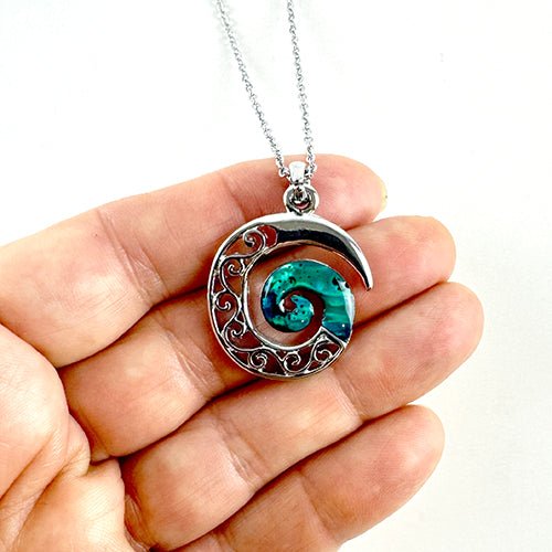 NZ Paua and Silver Koru Necklace - ShopNZ