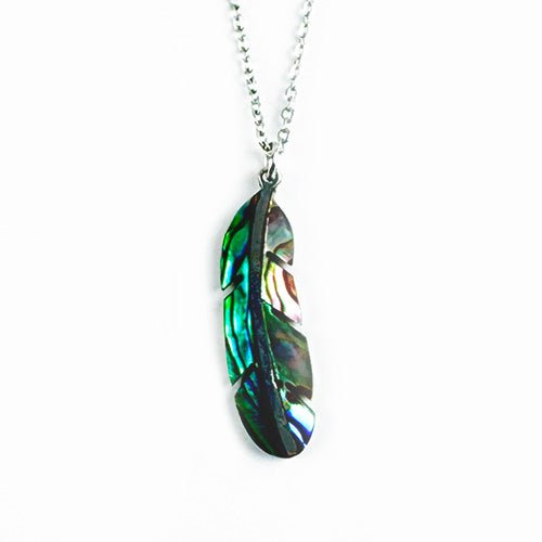 NZ Paua Shell Feather Necklace - ShopNZ