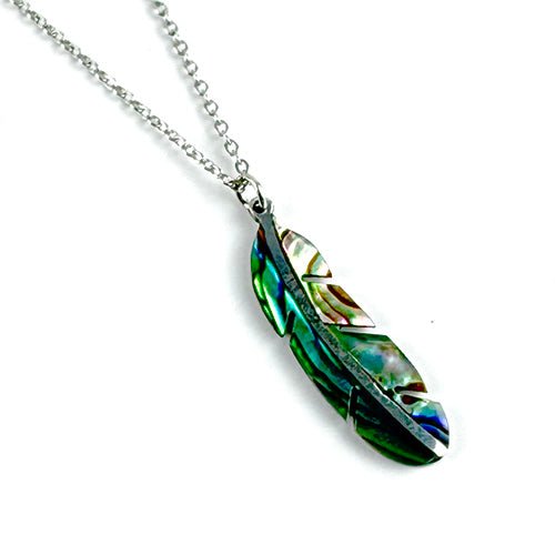 NZ Paua Shell Feather Necklace - ShopNZ