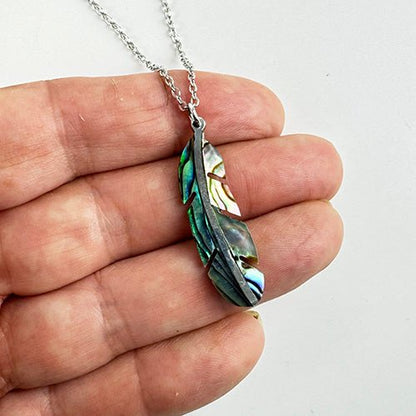 NZ Paua Shell Feather Necklace - ShopNZ