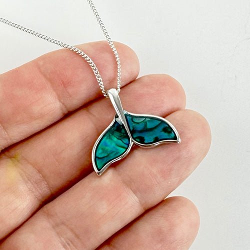 NZ Paua Shell Whale Tail Necklace - ShopNZ