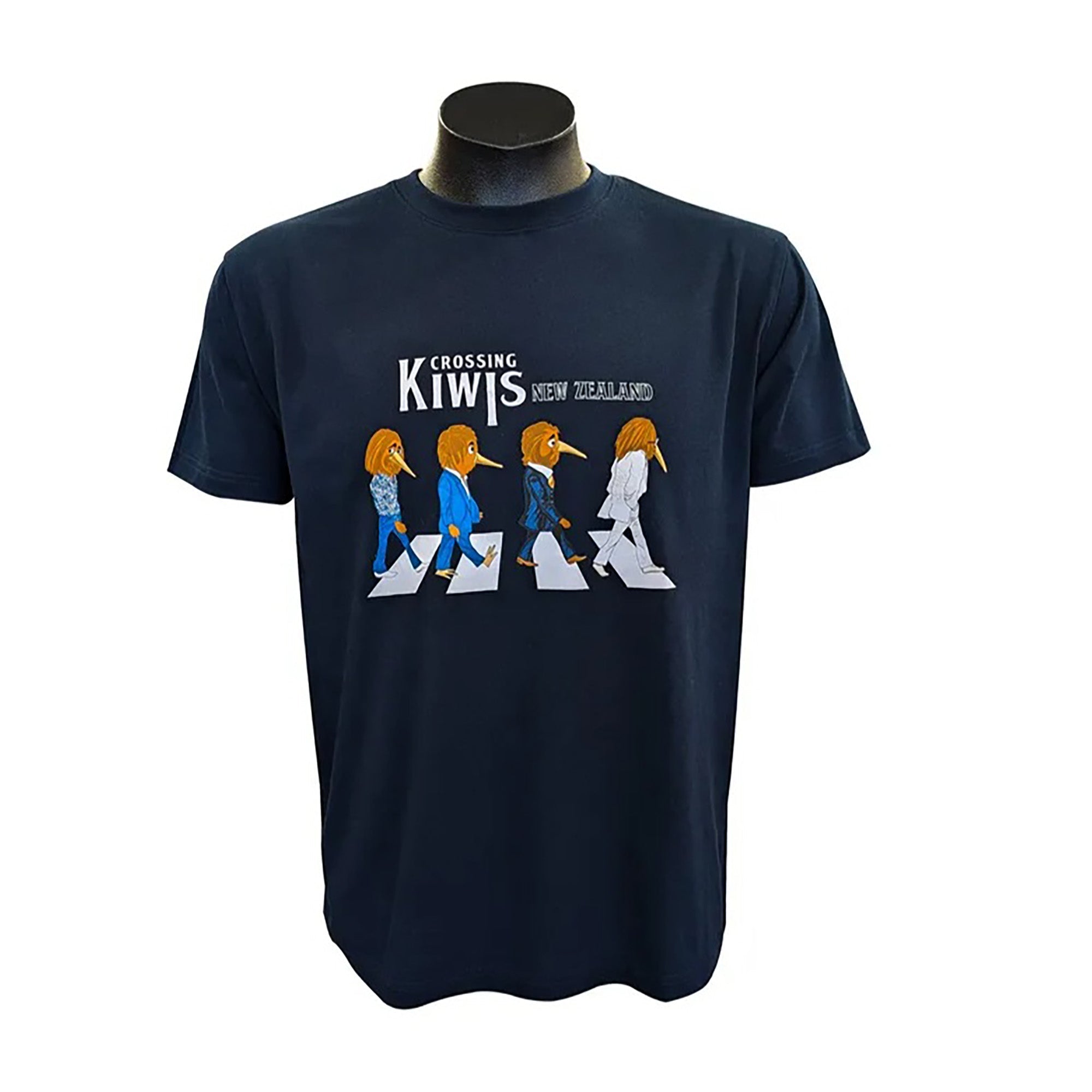 NZ Souvenir Crossing Kiwis Abbey Road Style Unisex Navy T-shirt - ShopNZ