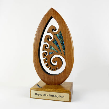 Pacific Rimu Māori Sculptural Koru Trophy - ShopNZ
