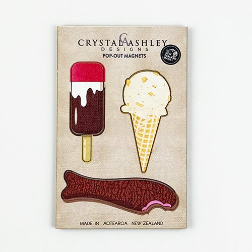 Pack of 3 New Zealand Sweet Treat Fridge Magnets - Jelly Tip - Hokey Pokey Icecream - Chocolate Fish - ShopNZ