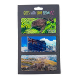 Pack of 3 Shiny NZ Fridge Magnets - Kiwi, Flag, Sheep - ShopNZ