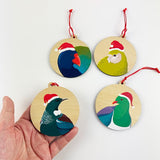 Pack of 4 NZ Native Bird Christmas Ornaments - Tui, Takahe, Kakapo, Kereru - ShopNZ