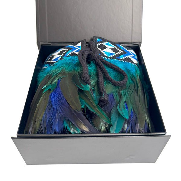 Paua Blue Ceremonial Short Korowai - ShopNZ