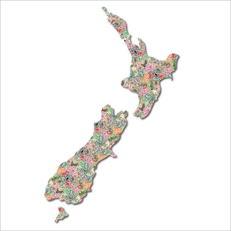 Postage Stamps Map of New Zealand Wall Art - ShopNZ