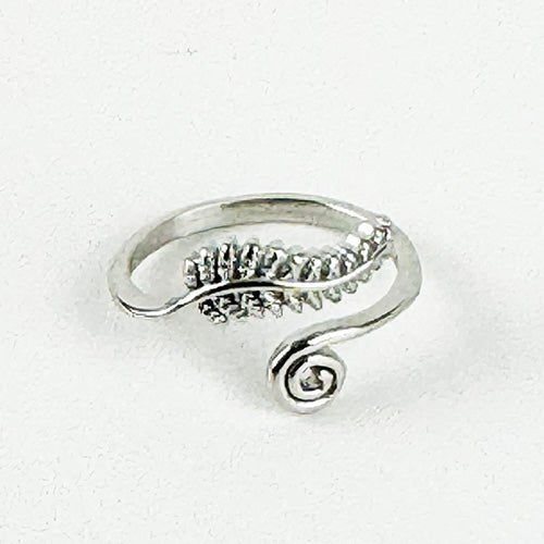 Pretty Adjustable Silver Koru Fern Ring - ShopNZ