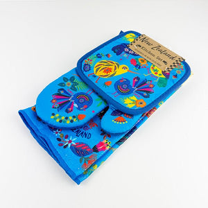 Pretty Cobalt Blue NZ Birds and Flowers KItchen Set - ShopNZ
