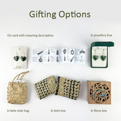 Pretty Genuine NZ Greenstone Heart Earrings - ShopNZ