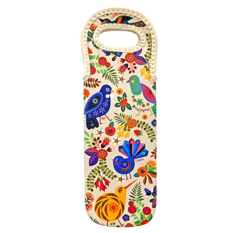 Pretty NZ Birds and Flowers Wine Cooler Bag - ShopNZ
