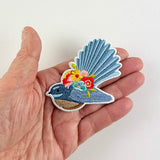 Pretty NZ Fantail Bird Iron On Patch - ShopNZ