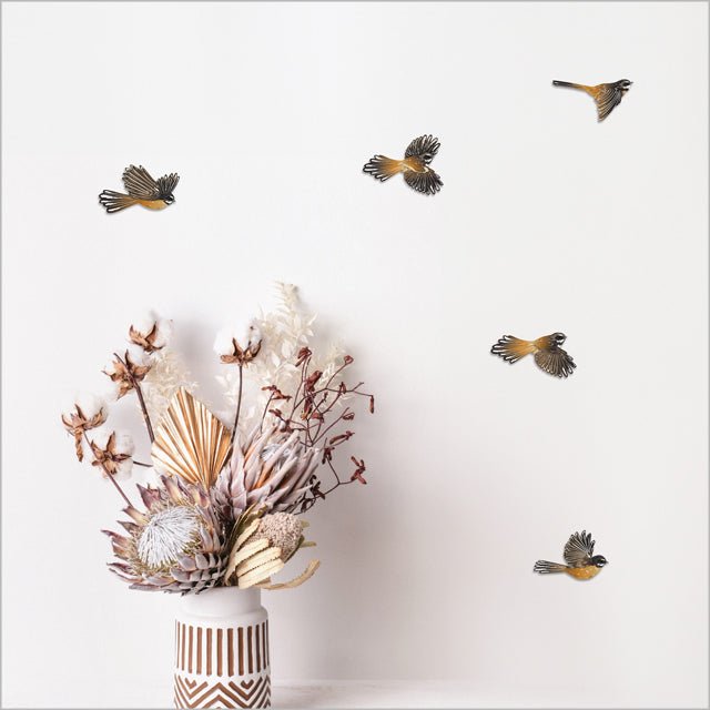 Pretty NZ Fantails Piwakawaka Pop Out Wall Art - ShopNZ