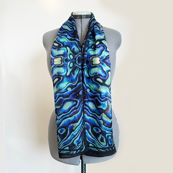 Pretty NZ Paua Scarf with Black Edge - ShopNZ