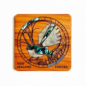 Pretty NZ Totara and Paua Shell Fantail Magnet - ShopNZ