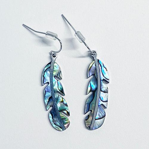 Pretty Paua Feather Earrings - ShopNZ