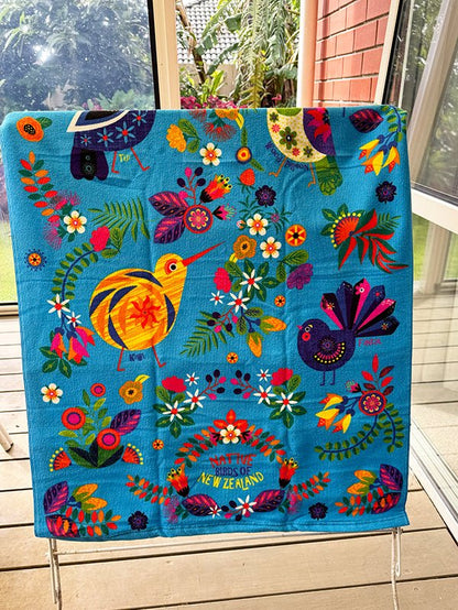 Pretty Souvenir NZ Birds Beach Towel - ShopNZ