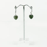 Pretty Sterling Silver Hoop Earrings with Greenstone Heart - ShopNZ