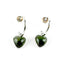 Pretty Sterling Silver Hoop Earrings with Greenstone Heart