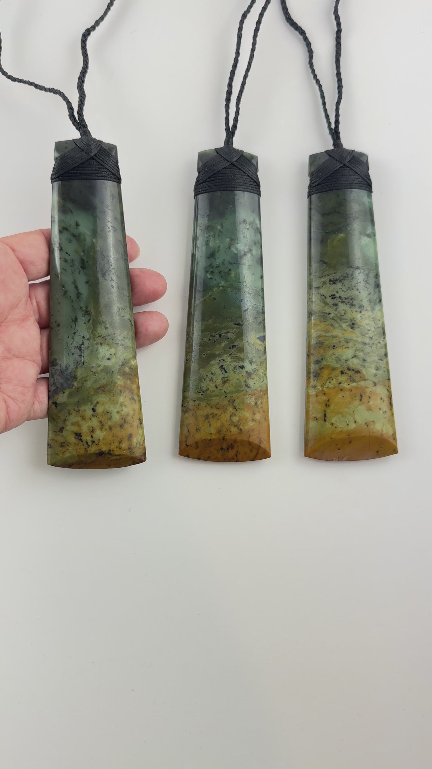 Huge 15cm Marsden Flower Jade Greenstone Māori Toki Necklace - Putiputi Pounamu