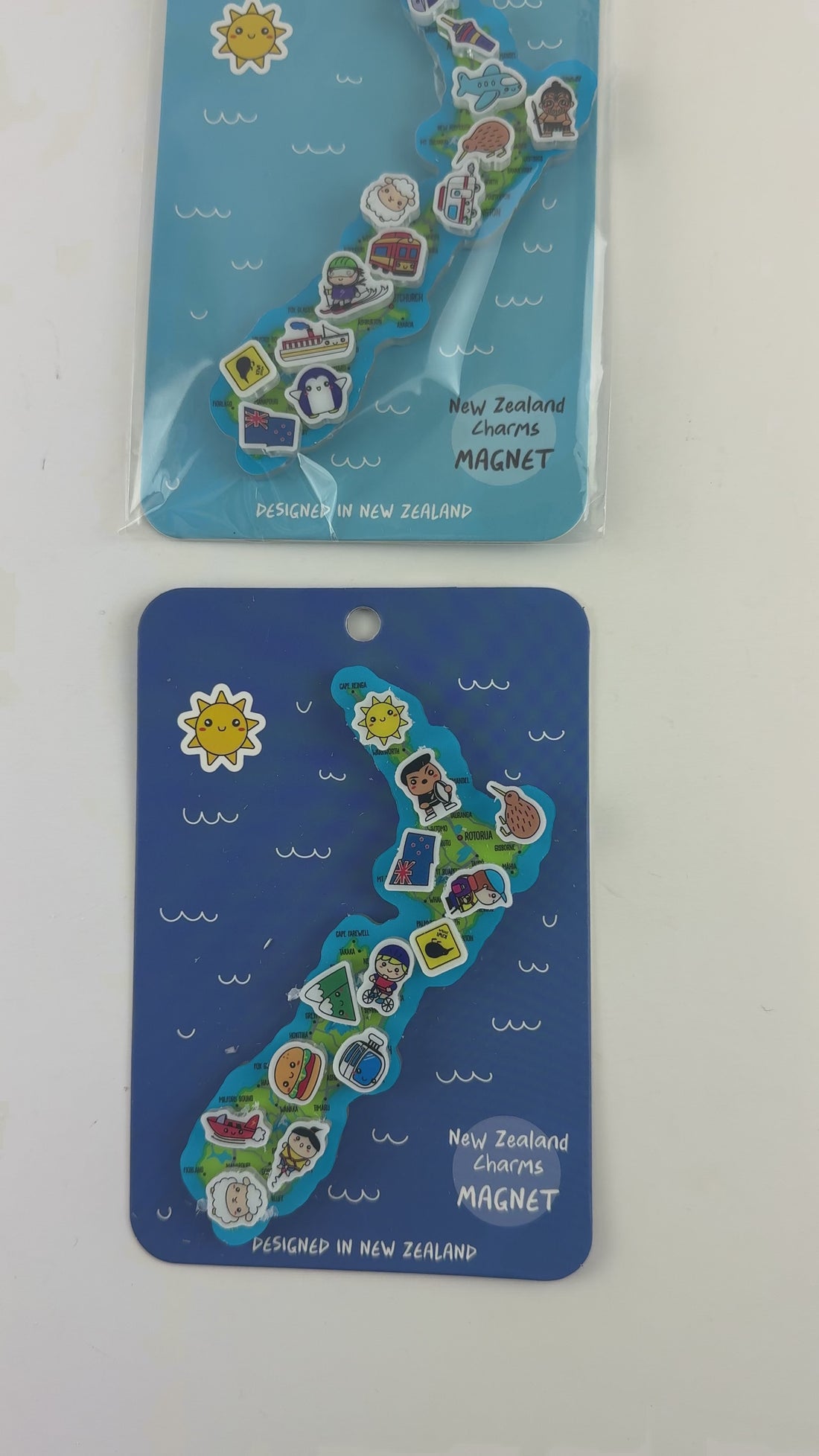 Fun NZ Map Charms Magnets - 2 To Choose From