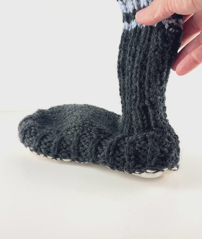 Grey NZ Slipper Socks with Sheepskin Sole - Warm and Comfy