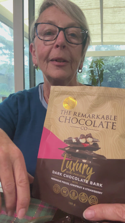 The Remarkable Chocolate Co Luxury Kiwi Pavlova Dark Chocolate Bark