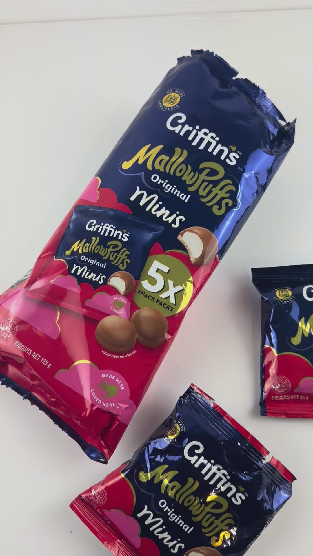 Griffins Mallowpuffs Minis - 5 x Snack Packs