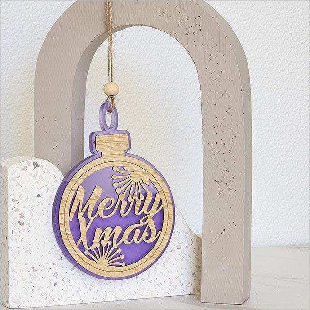 Purple NZ Merry Xmas Pohutukawa Christmas Ornament - ShopNZ