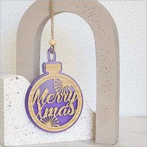 Purple NZ Merry Xmas Pohutukawa Christmas Ornament - ShopNZ