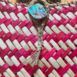 Red and Natural Flax Maori Backpack Pikau - ShopNZ
