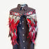 Red Black White and Striped Feather Māori Korowai Cape - ShopNZ